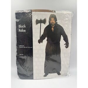 Party City Adult Black Robe With Waist Sash Halloween Costume One Size New